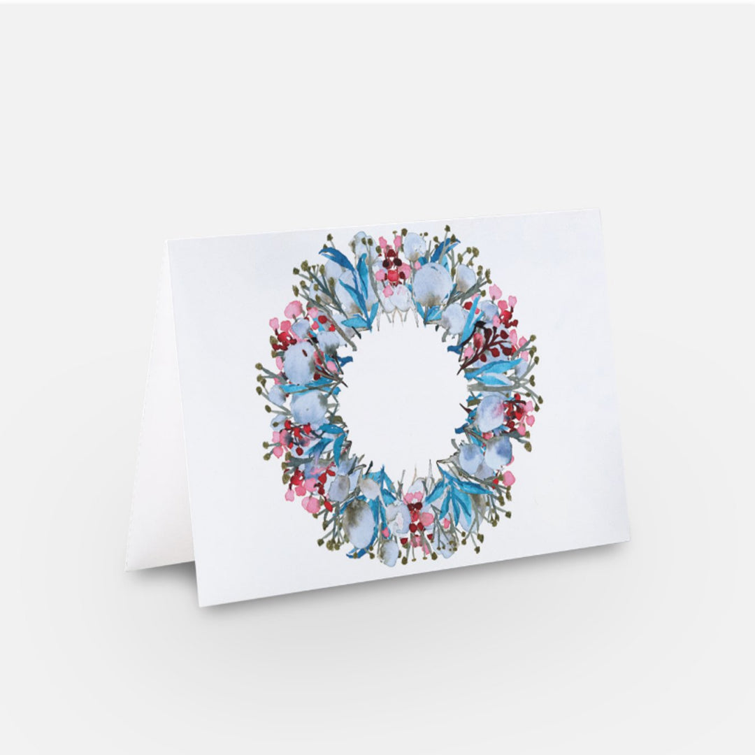 Icy Blue Wreath Christmas Cards