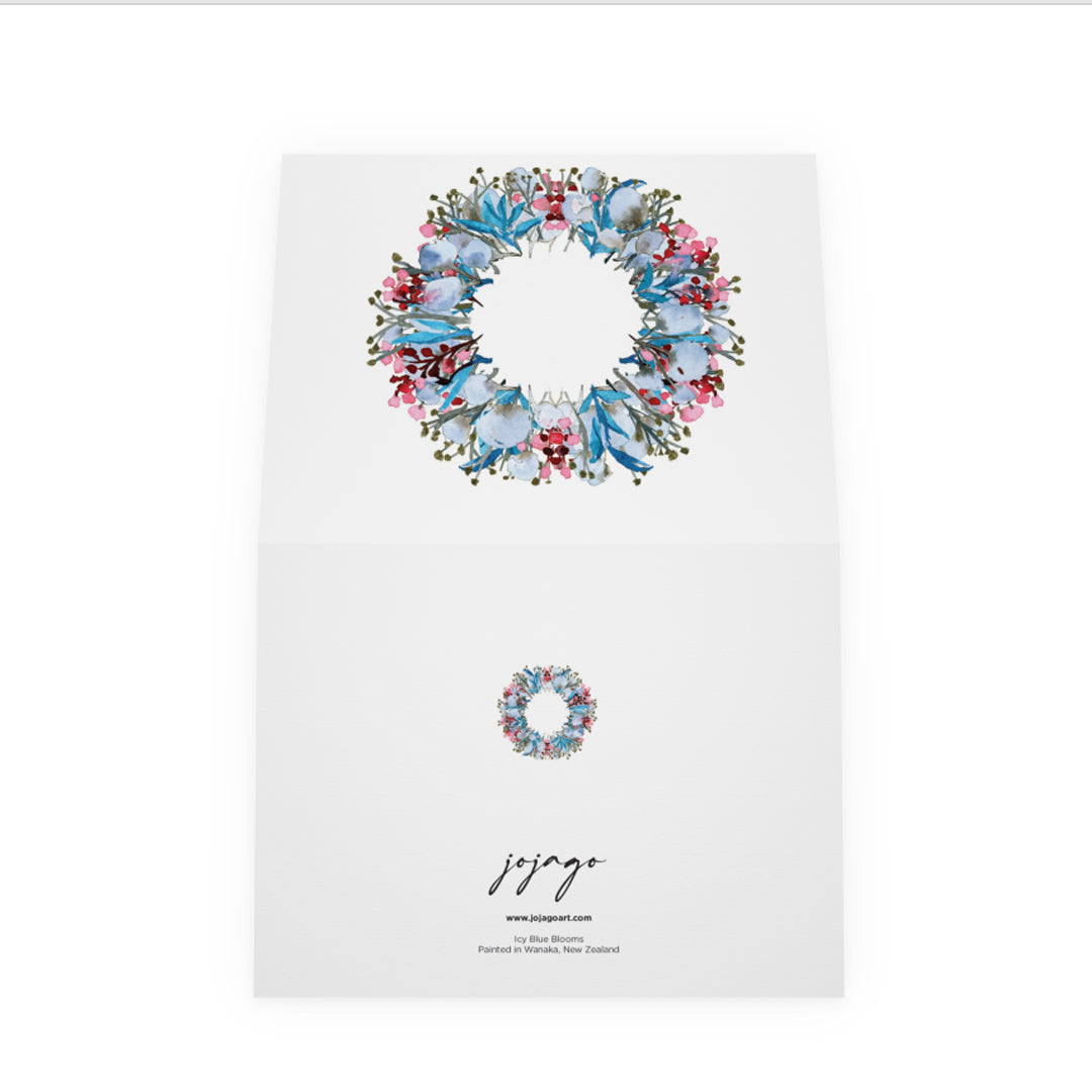 Icy Blue Wreath Christmas Cards