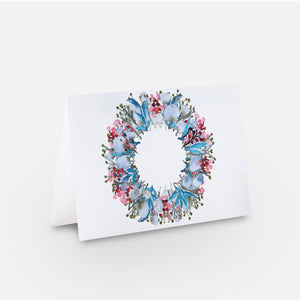 Icy Blue Wreath Christmas Cards