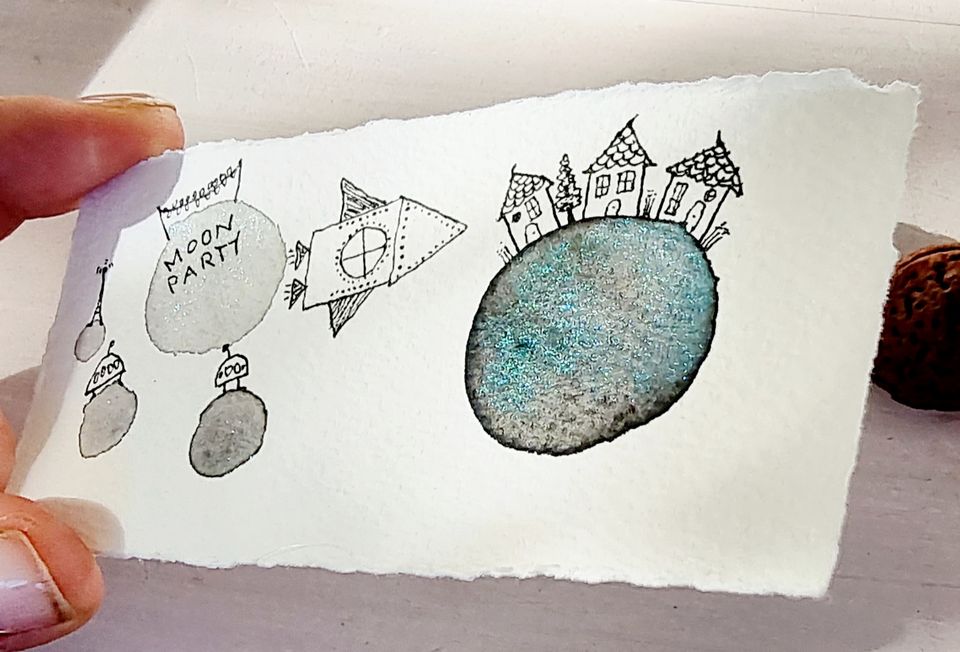 Rocket Ship Heads Home (Mini Painting / Gift Card)