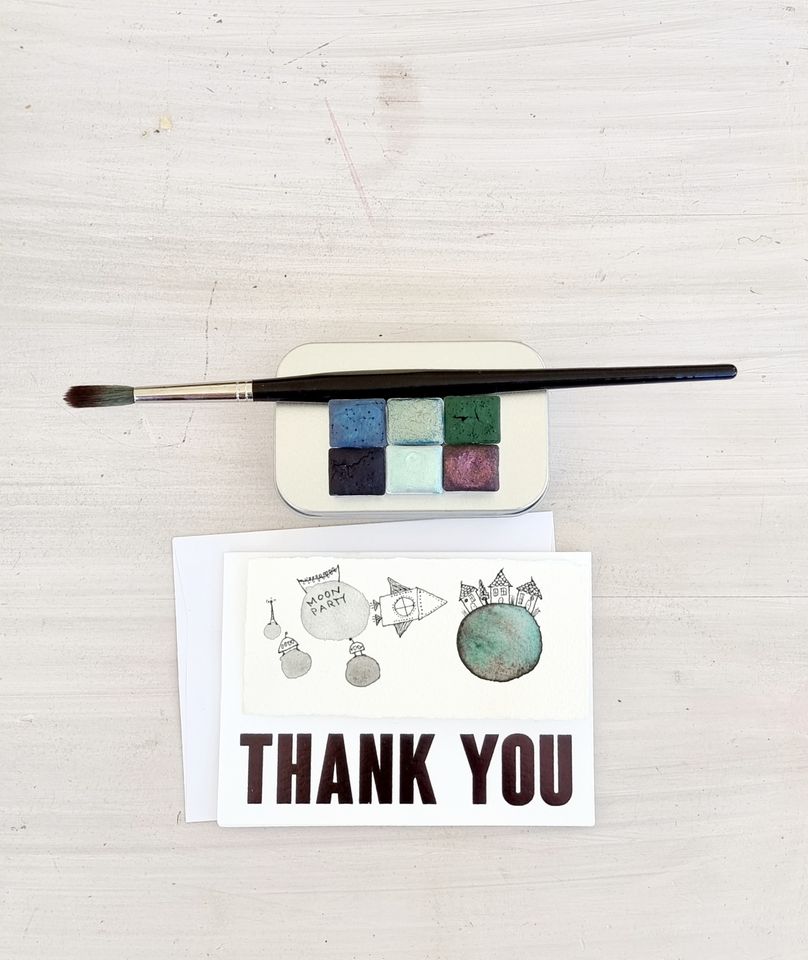 Rocket Ship Heads Home (Mini Painting / Gift Card)