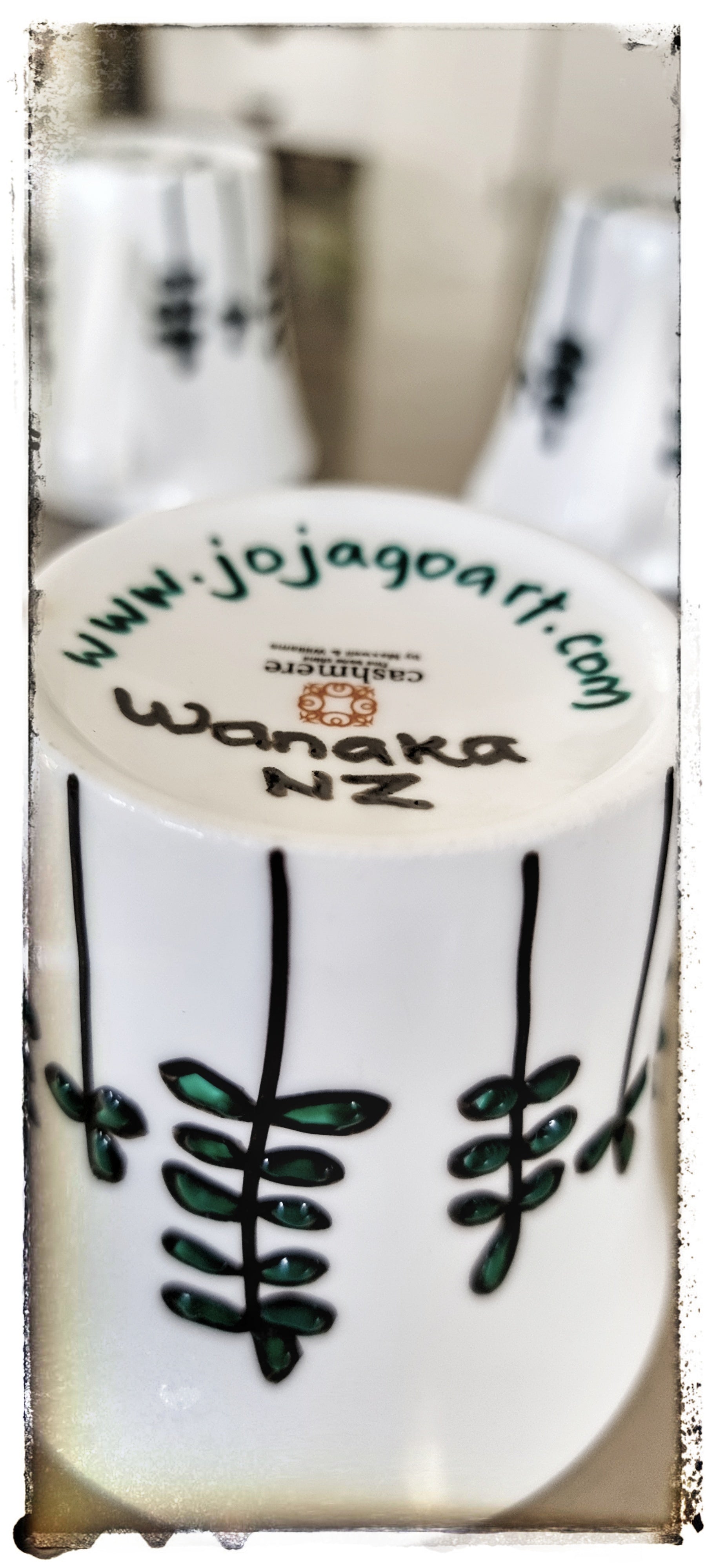 Bone China Mugs (Sets of 2 or 4), Black & Green
