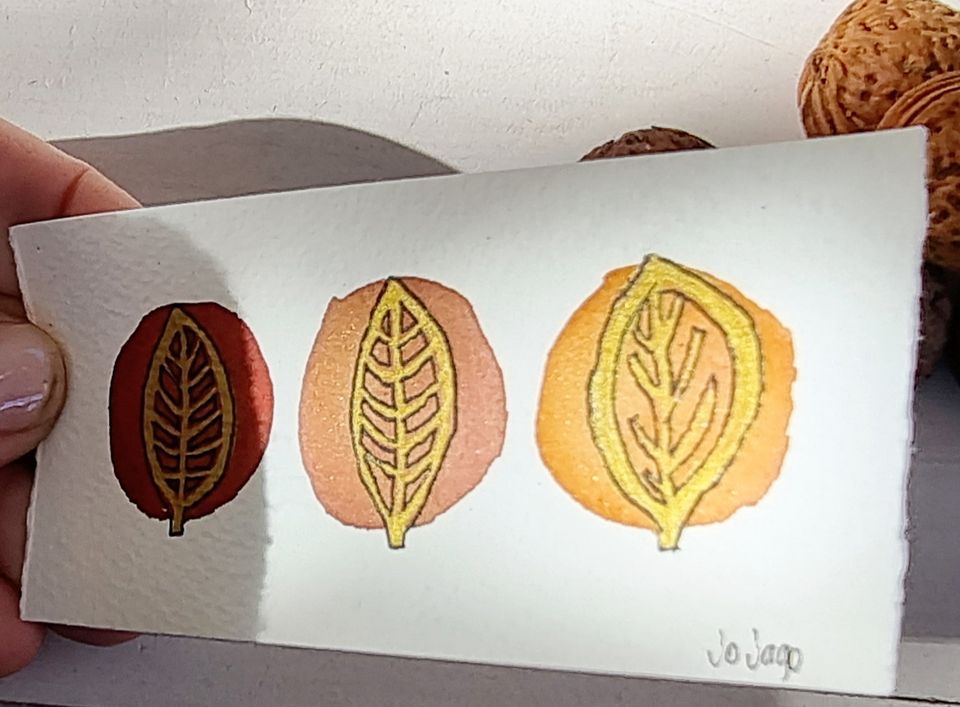 Three Leaves (Mini Painting / Gift Card)